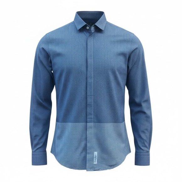 Salvatore Ferragamo Other - Salvatore Ferragamo Men's City Fit Blue Pattern Shirt 100% Cotton Made in Italy
